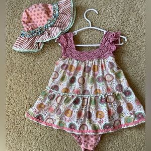 Matilda Jane Onesie Dress Size 18-24 months w/ matching hat